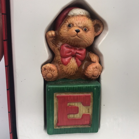 VTG May Stores Animals on Blocks Spelling NOEL Porcelain Ornaments Set/4 #38867 - Picture 4 of 6